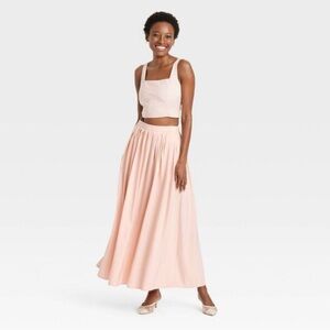 a new day Blush Pink Maxi Skirt - Flowing Full-Length Women's Skirt